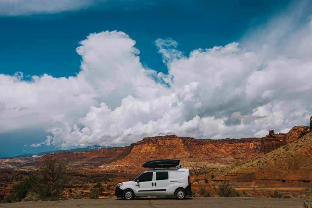 Camper van in the desert